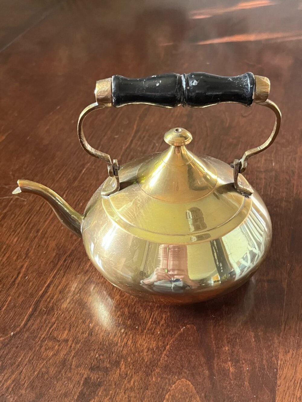 Vintage Commodore Solid Brass Collection TEAPOT with Wooden Handle Home Decor